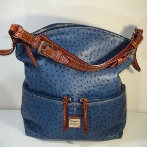 Dooney & Bourke Navy Ostrich Embossed Dillen shoulder bag
